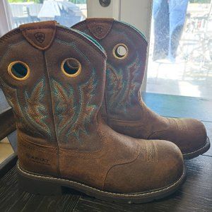 Ariat Women's Fatbaby Cowgirl Safety Boots – Steel Toe Fireside Tan size 11B